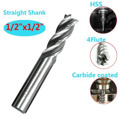 Цельный HSS 1/2'' Цилиндрический хвостовик 4-заходная спиральная концевая фреза для фрезерования на станках с ЧПУ