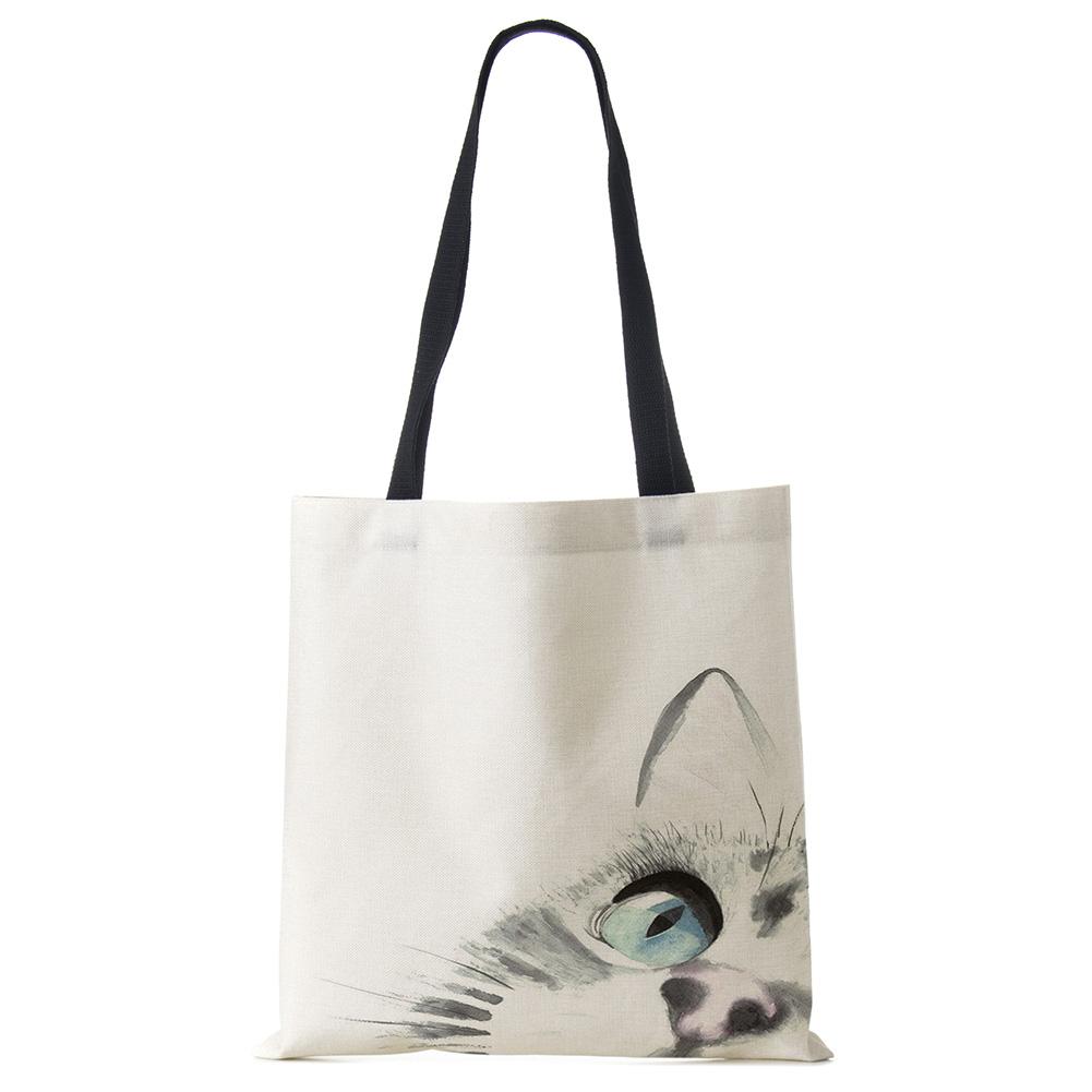 Акварельные сумки-тоут ручной росписи, цветочная милая кошка, принт, наплечная сумка для женщин, леди, офисная сумка, повседневные сумки для покупок, KTY