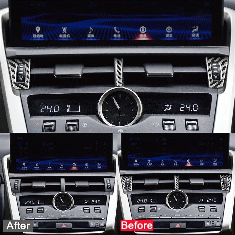 3pcs For Lexus NX 200 200T 300h 2014- Car Central Control AC Socket Decorative Stickers Real Carbon Fiber Auto Accessories