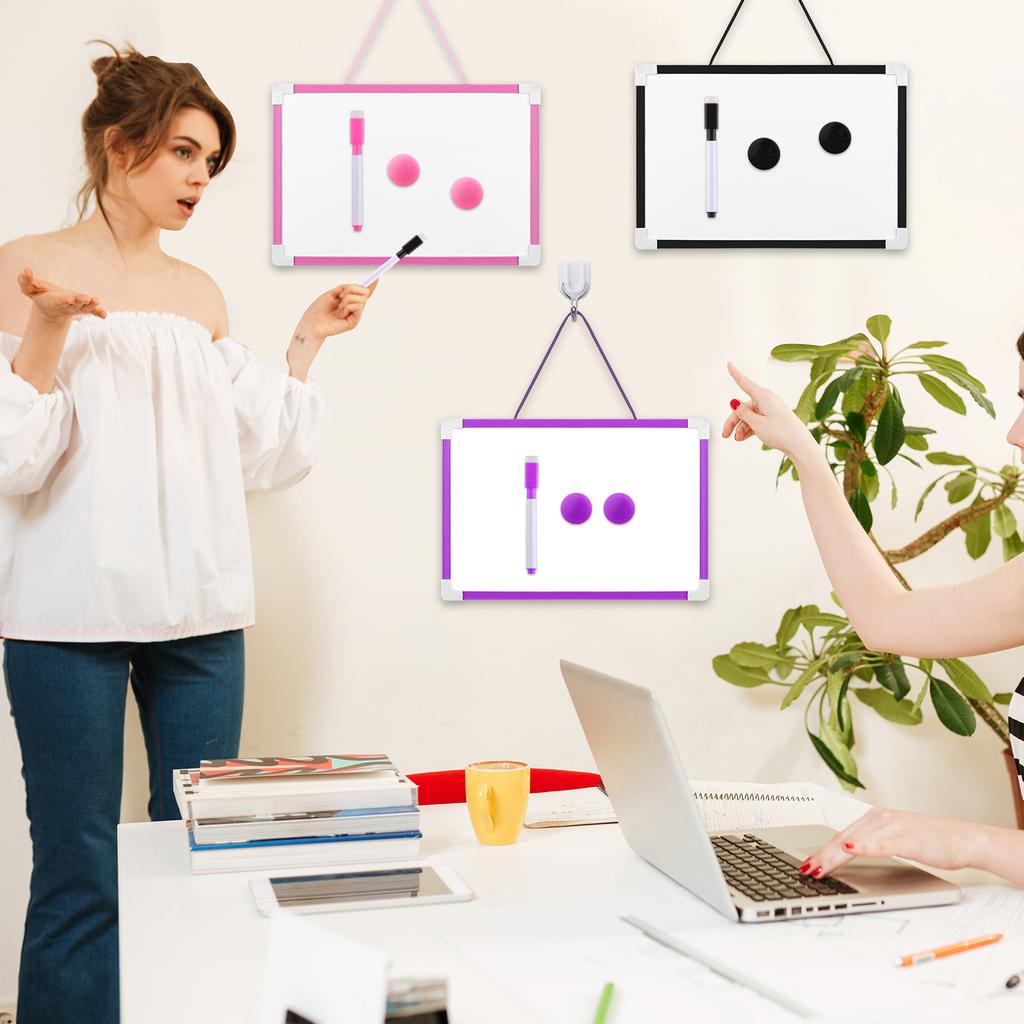 4 Pcs Dry Erase Whiteboard 8 X 12'' Magnetic White Board A4 Magnetic Double-Sided Dry Erase White Board Easel With Lanyard Includ