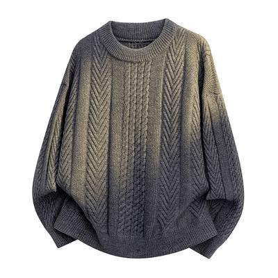 Пуловеры С длинными рукавами Свитера Унисекс Однотонный Джемпер Осень Зима Тренд Ромбовидный узор Витая коса Цветочный узор Свободный Для пар Базовый Вязаный свитер