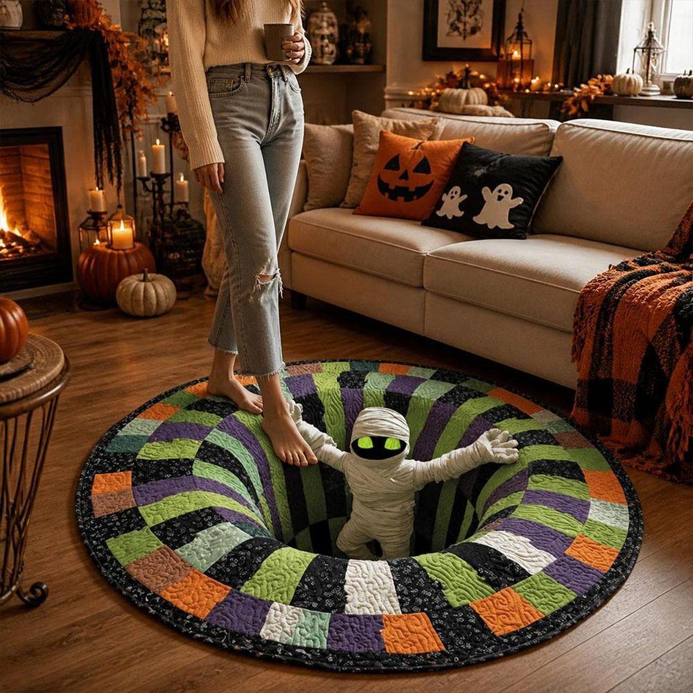 Stain Resistant Round Area Rug Diatom Mud Halloween Floor Mat Halloween Round Rug Halloween Decor