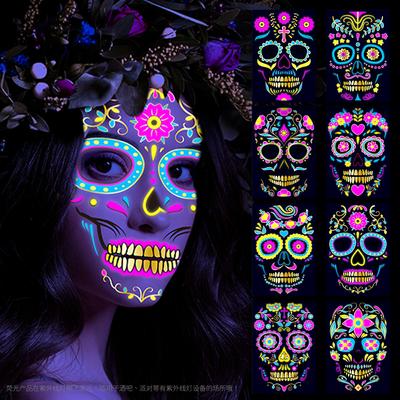 Airasia Undead Флуоресцентная бронзирующая пудра Хэллоуин Смерть Татуировка Наклейка Лицо Наклейка, Шрам Неоновая Татуировка Наклейка