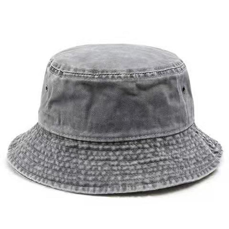 Hong Kong Style Retro Washed Denim Fisherman Hat Couple Fashion Distressed Short Brim Basin Hat Breathable Solid Color Spring and Autumn