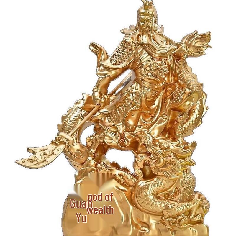ZISIZ Позолоченная Бронзовая Статуя Бога Богатства и Гуань Гуна