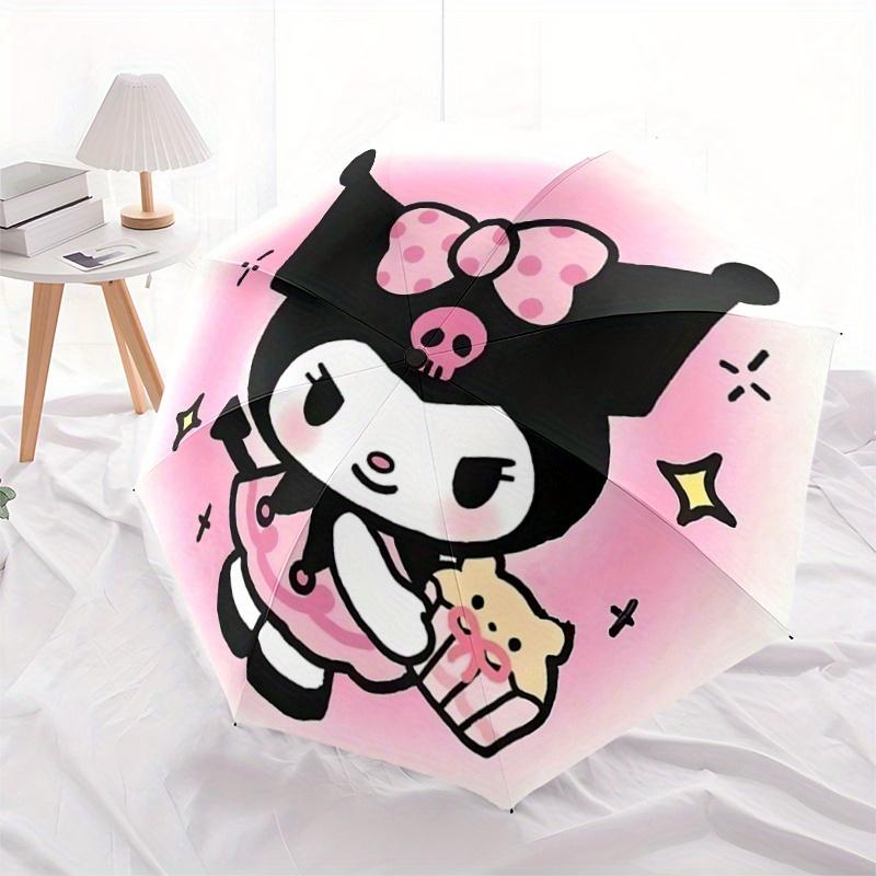 1pc Pink Kuromi Automatic 3-Fold Umbrella Design, Cute Cartoon Pattern, Portable Outdoor Umbrella, Perfect, Holiday Gift for Disney fans.V070