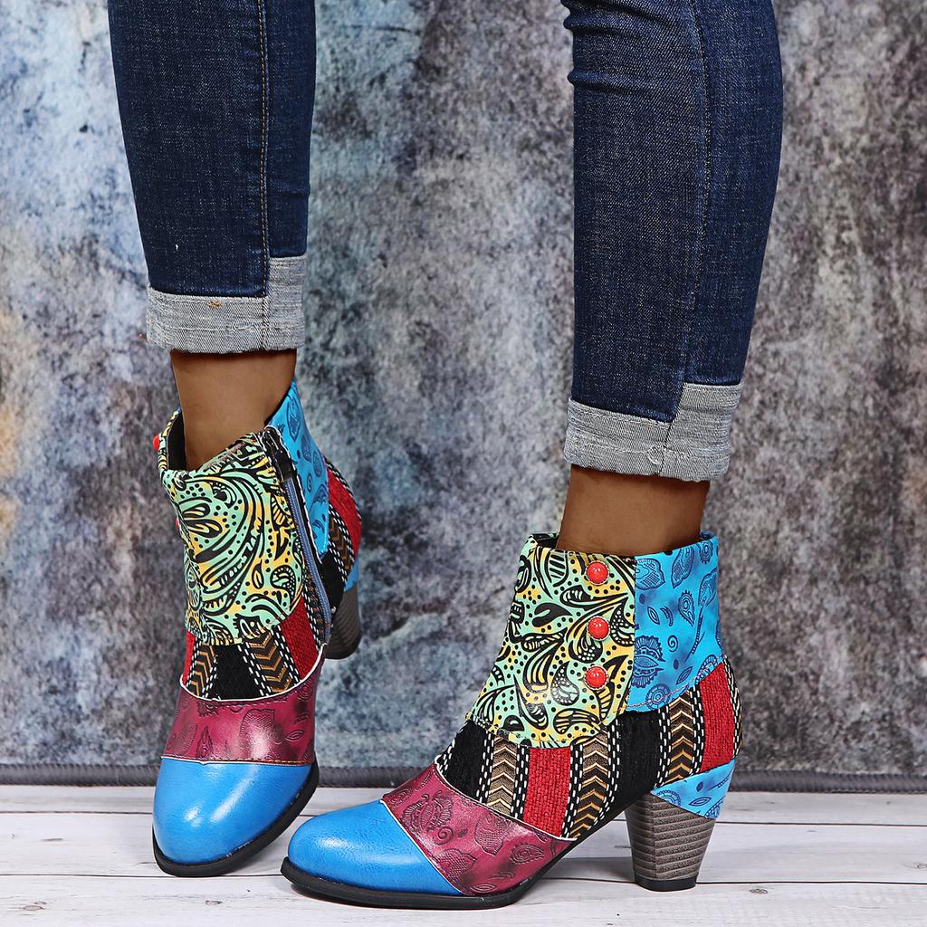  Сапоги Женская обувь Короткие сапоги с принтом Зимние и осенние ботинки