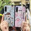 Anti-knock Ring Phone Case For LG Velvet 4G/5G Dirt-resistant Phone Holder Lanyard Silicone Soft Case Cartoon Wristband