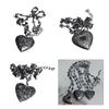 Heart Locket Necklace Intricate Carvings Pendant Necklace Vintage Heart Photo Box Necklace for Fashionable Women Girls