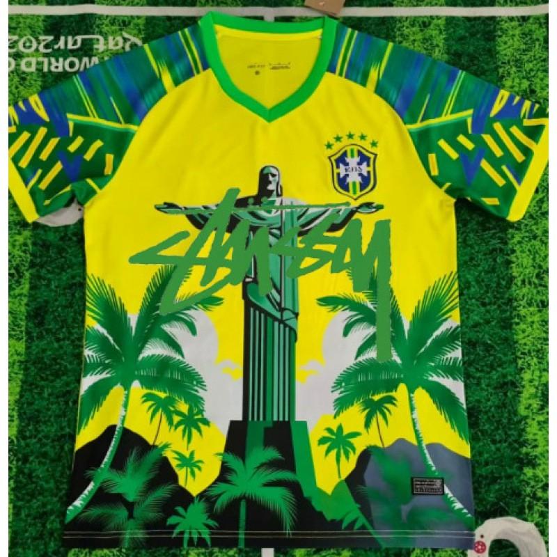 Stussy Signature Soccer Jersey Retro Brazil Argentina Portugal Football Training Shirt Men Women Short Sleeve