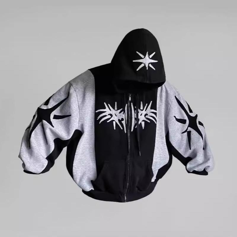 Y2K ретро Harajuku готическая уличная одежда мужская и женская спортивная толстовка с капюшоном на молнии