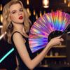 Изысканный ручной веер, пластиковый светоотражающий ручной веер, идеальный веер для танцев, танцевальные соревнования