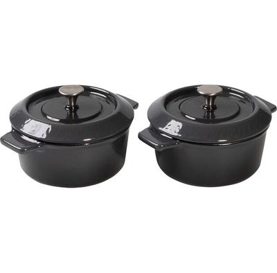 Набор кастрюль Woll Iron, чугунные, с крышкой, 10 см, серые, 2 штуки (110CI-030)