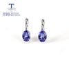 Simple 14K White Gold Natural Tanzanite Oval 5*7mm 1.6ct Gemstone Earring Simple Design Women 585 Gold  Fine Jewelry