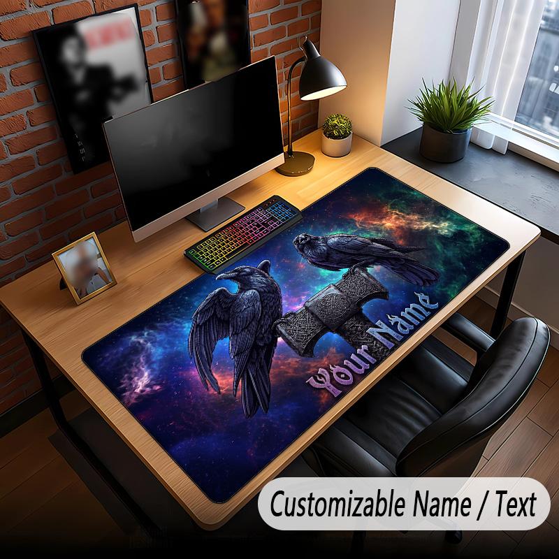 Bat Raven Theme Custom Mouse Pad Personalized With Name Text Customized Desk Mat For Office Home Decor