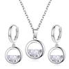 Women Cubic Zirconia Hollow Round Pendant Necklace Huggie Earrings Jewelry Gift