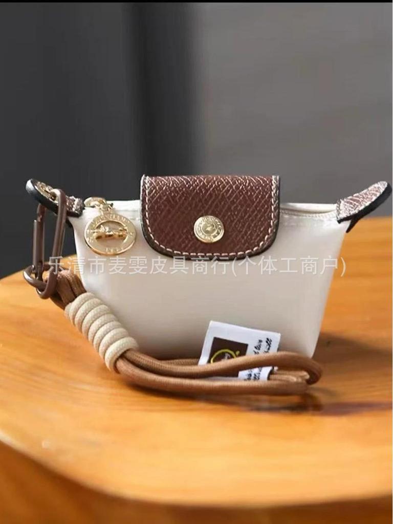 Сумка-пельмень Longxiang Mini из нейлона с кожаной отделкой - Хранение монет, наушников, помады - Милая маленькая сумка через плечо.