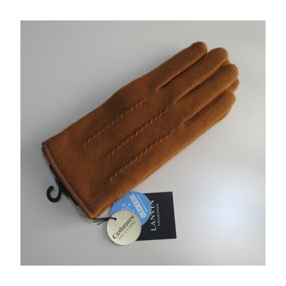 Used Men's gloves [LANVIN] Lanvin gloves, hem piping, sheepskin leather, 100% cashmere, antibacterial and deodorizing treatment, linedcamel