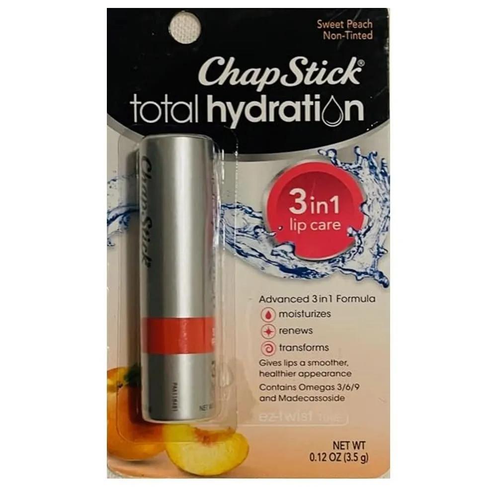 ChapStick Total Hydration 3,5 г 1 упаковка Сладкий персик ChapStick Total Hydration Сладкий персик Бальзам для губ в тюбике