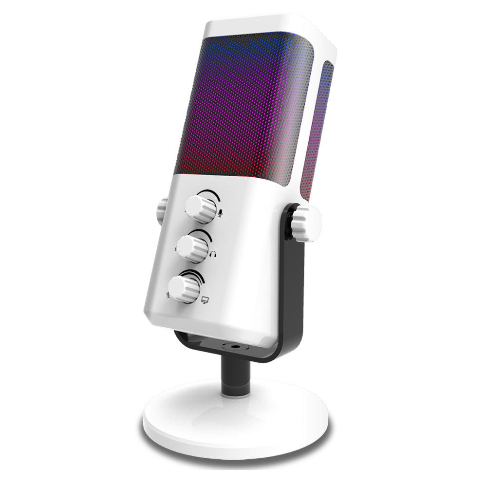 USB Игровой микрофон с балансом игрового чата, RGB конденсаторный микрофон с реверберацией/шумоподавлением/мониторингом микрофона, для стриминга