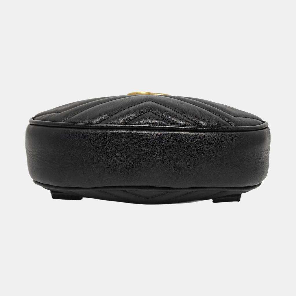 [Pre-Owned] Gucci Quilted Leather GG Marmont Matelassé Belt Bag 38/95 'Black' - Very Good #12QL9CG