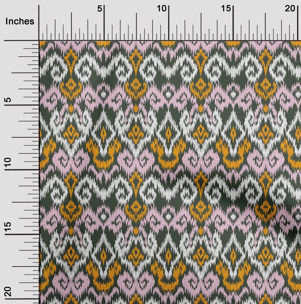 oneOone Ткань Cotton Flex с ромбовидным и вихревым принтом Ikat, ярд 40 дюймов