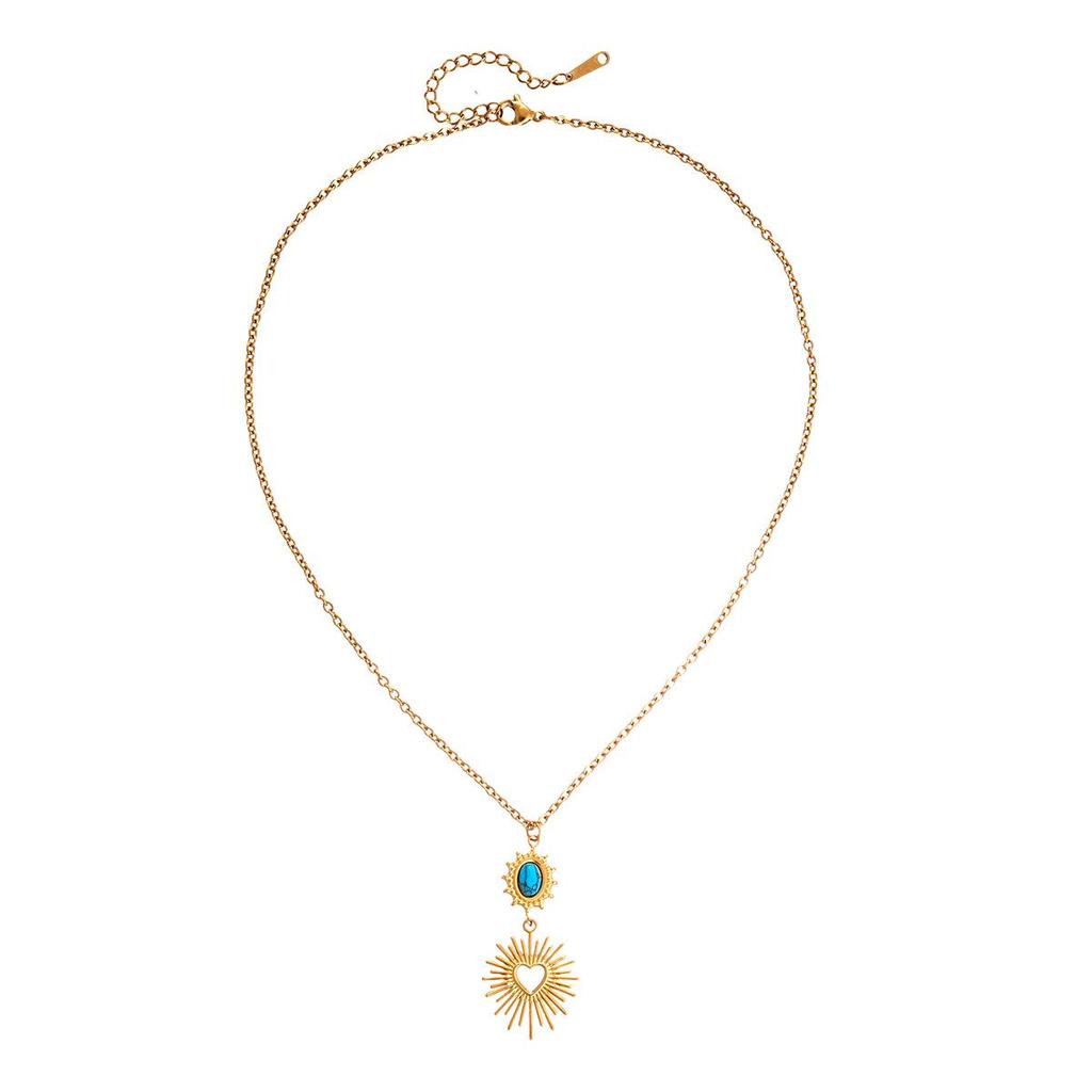 Европейско-американское Роскошное Ожерелье-Чокер из Нержавеющей Стали в Форме Подсолнуха и Сердца - Модный Титановый Чокер для Изысканного Образа