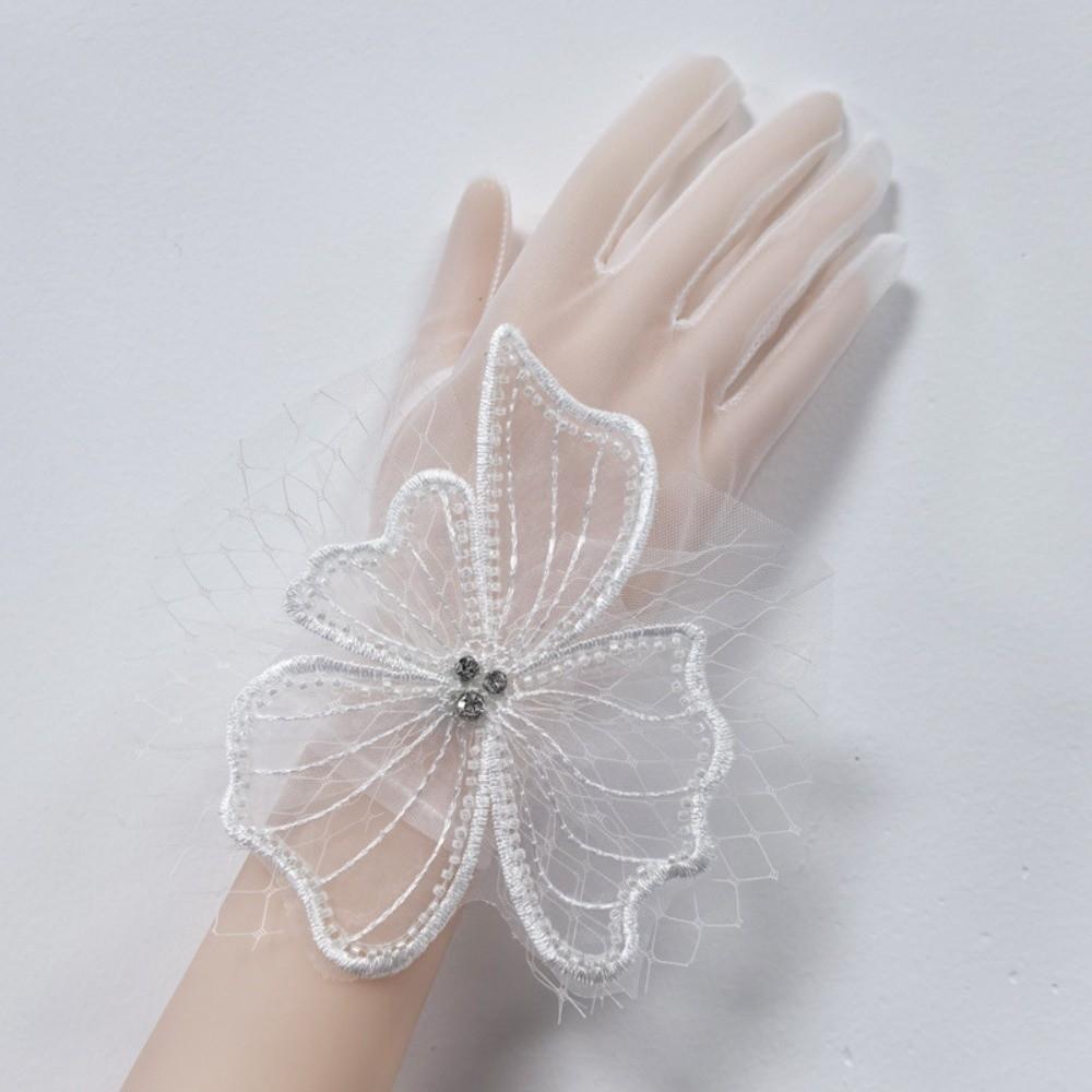 1Pairs Breathable Wedding Bridal Gloves Mesh Tulle Gloves New Bridal Gown Mittens Party Dress