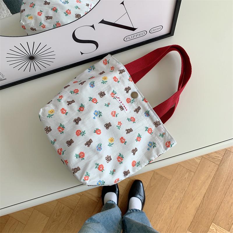 Холщовая сумка со свежими цветами Ланч-бокс Сумка Bento Мамочка переносная сумка для покупок Маленькая сумка