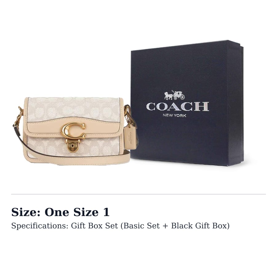COACH Studio Cow Leather With Textile Envelope Bag, Crossbody Bag, Shoulder Bag Women's Ivory White With Beige CJ249-B4UDK