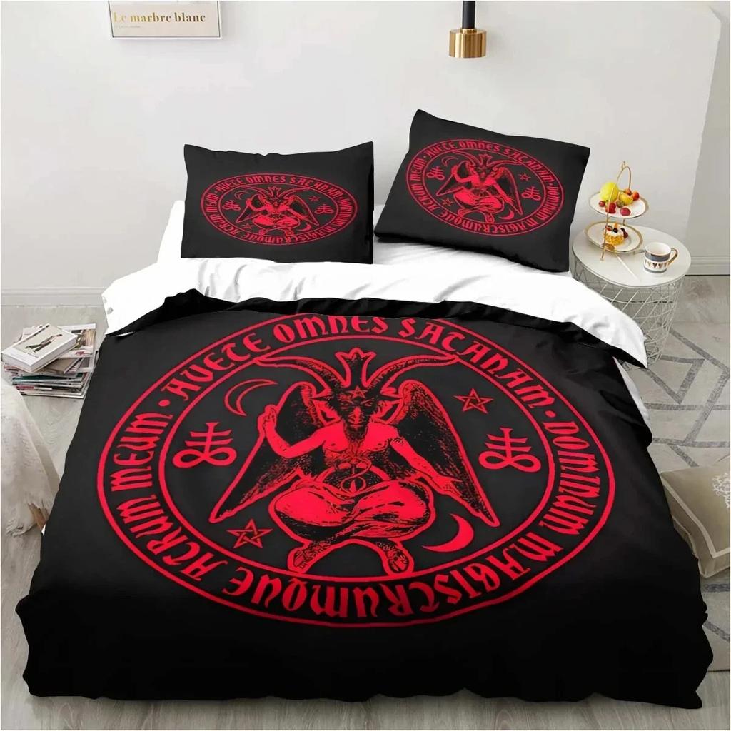 Satanic Satan Devil Bedding Set Boys Girls Twin Queen Size Duvet Cover Pillowcase Bed Kids Adult Fashion Home Textile