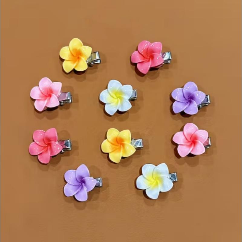10PCS Colorful Mini Flower Hair Clips Hawaii Sweet Versatile Hairpins for Kids Women Festival Party