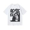 Новая Хлопковая Футболка с Принтом Рок-Группы AC/DC Певец Женская Мужская Высокое Качество Круглый Вырез Дышащая Y2K Короткий Рукав 2026 Топ для Фанатов