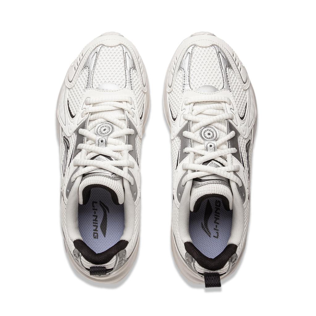 New LiNing Meteor 2K Shock Absorbers Slip Resistant Abrasion Resistant Low Top Chunky Sneakers Women's White Silver AGCU358-1