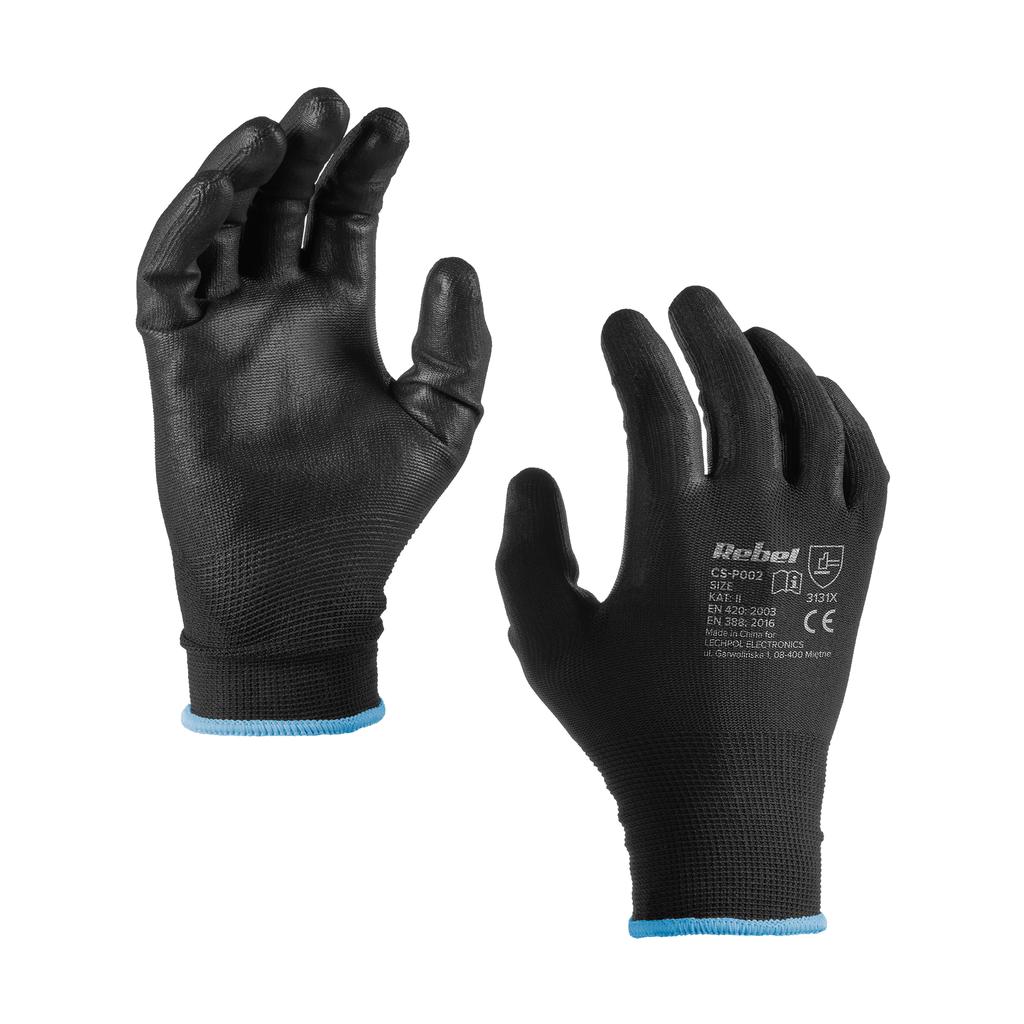 Strong polyurethane work gloves, size 9 M, 12 sets