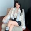 Winter New Sexy Long Hair Faux Fur Coat Korean Style Short Lapel Thickened Warm Coat