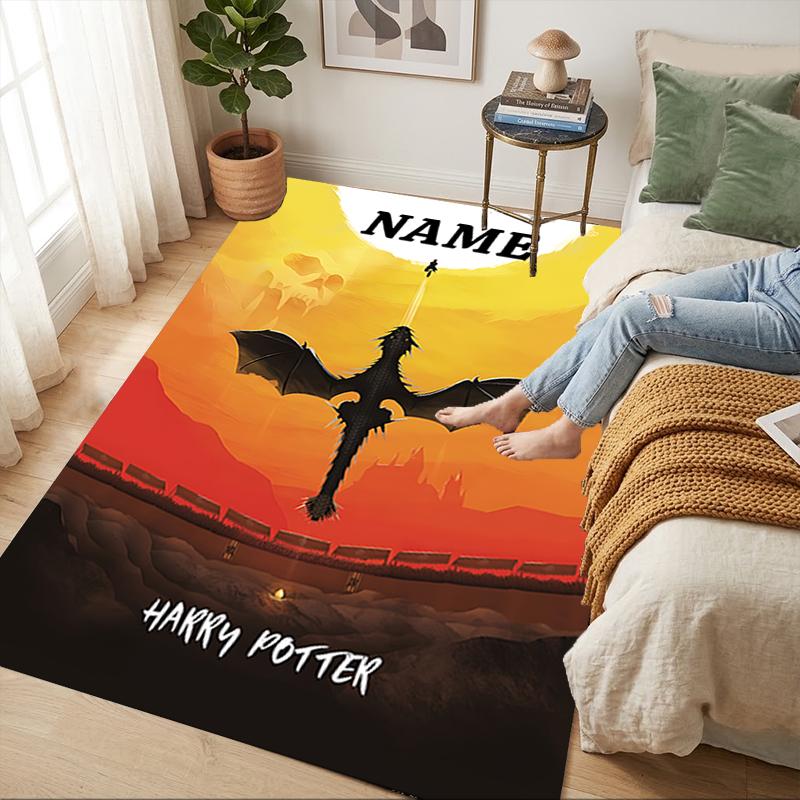 Custom Name Owl Art Living Room Non-Slip Area Rug Soft Carpet for Bedroom Kids Playroom Sofa Office Home Decor Doormat