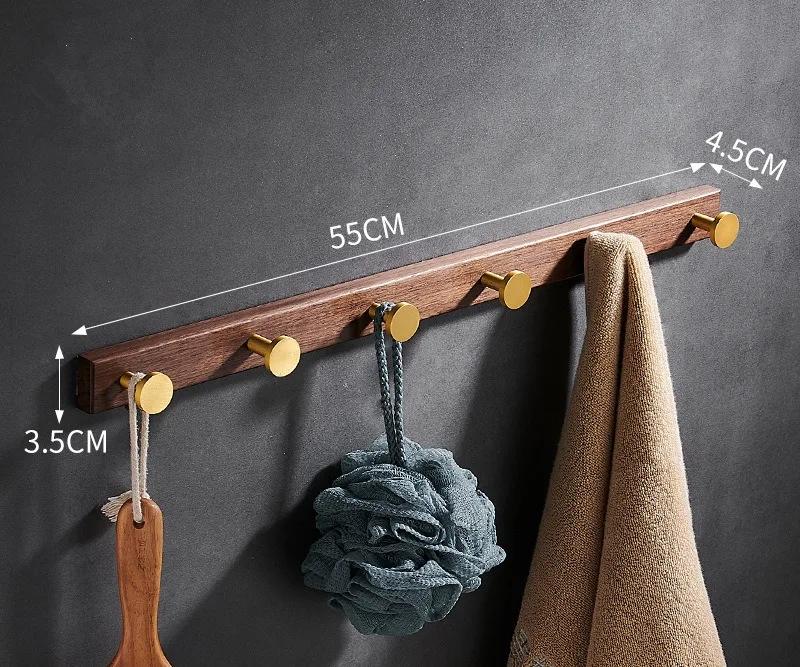 Tuqiu Robe Hook,Clothes Hook,Towel hanger, Wood and Aluminum Towel Hooks kitchen hooks Brushed gold bathroom accessories