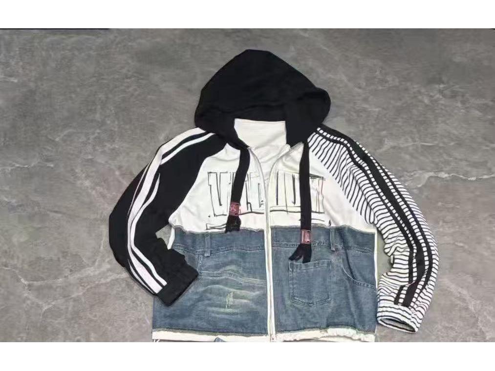 Женская джинсовая ветровка в европейском стиле, весна 2026, пэчворк, с принтом из букв