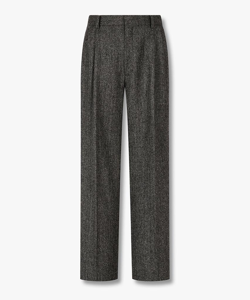 MAN ON THE BOON Tweed Two-Tuck Loose Fit Pants_Black 4715304020
