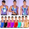 Mens Metallic Camisole Deep U-Neck Sleeveless Slim Fit Vest