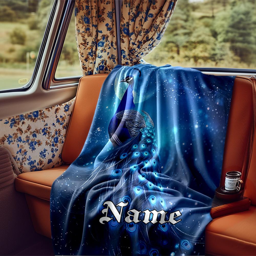 Starry Night Peacock Dreamscape Artwork Blanketcustomizable With Your Namecomfortable And Stylish Perfect For Travel Beds Chairs Offices Sofas