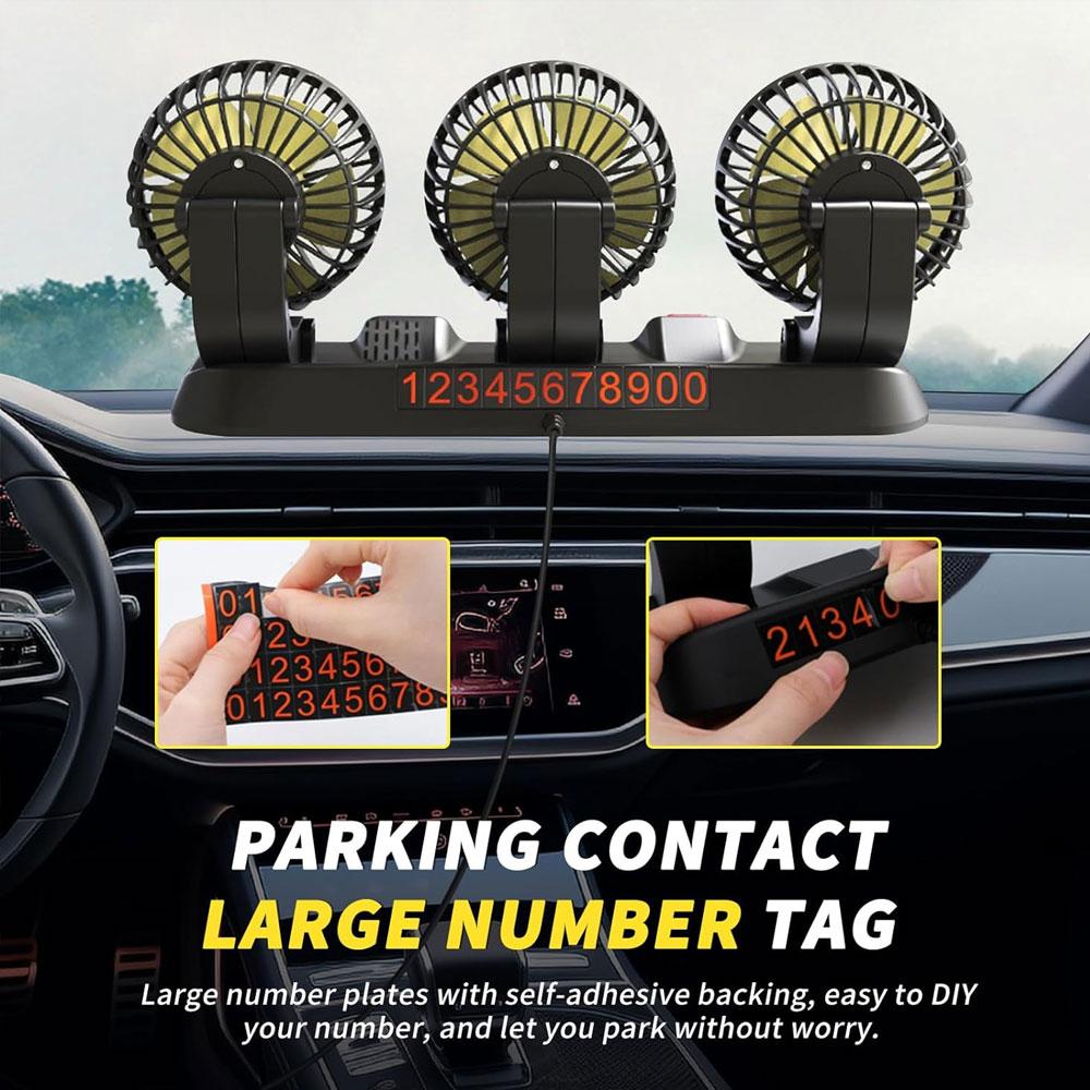 Автомобильный вентилятор, регулируемый на 360°, 3-х головной воздушный вентилятор, автомобильный электрический вентилятор, USB/12 В/24 В, 2 скорости, автомобильный бесшумный вентилятор для домашнего стола, офиса и автомобиля