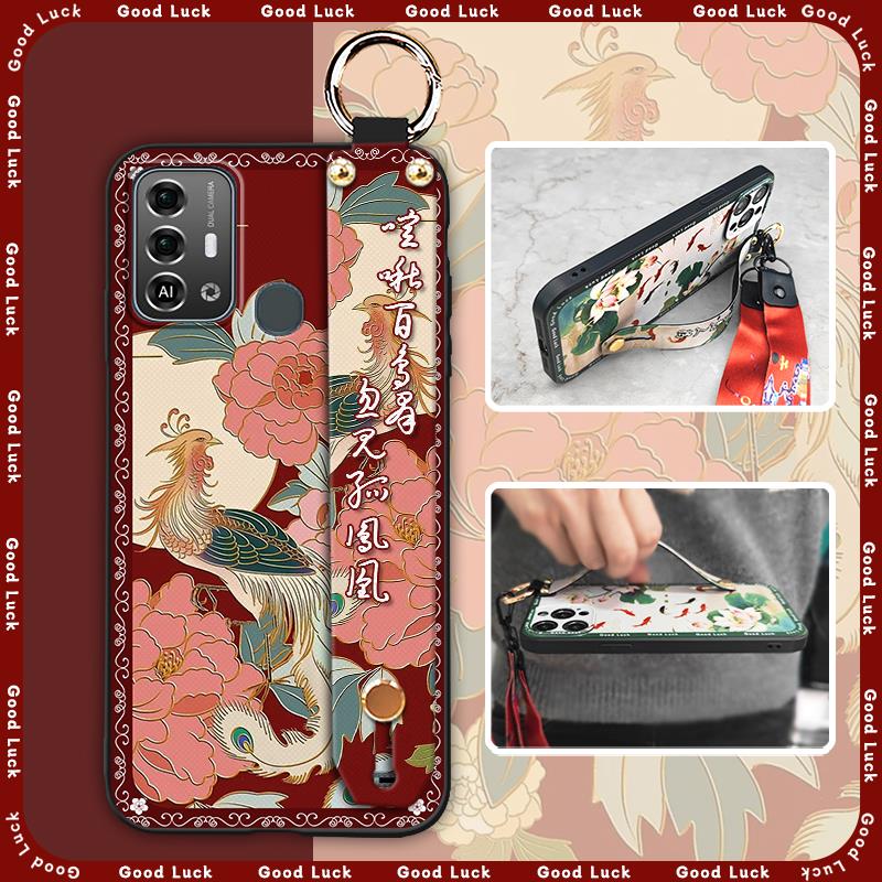 Shockproof Protective Phone Case For ZTE Blade A53 Pro Anti-dust For Mom Wrist Strap Waterproof Back Cover Elderly Lady