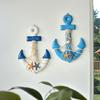 13-дюймовое морское деревянное настенное искусство с пеньковой веревкой, прибрежная пляжная тема, настенное украшение с ракушками и морскими звездами для дома, ванной комнаты, гостиной, спальни