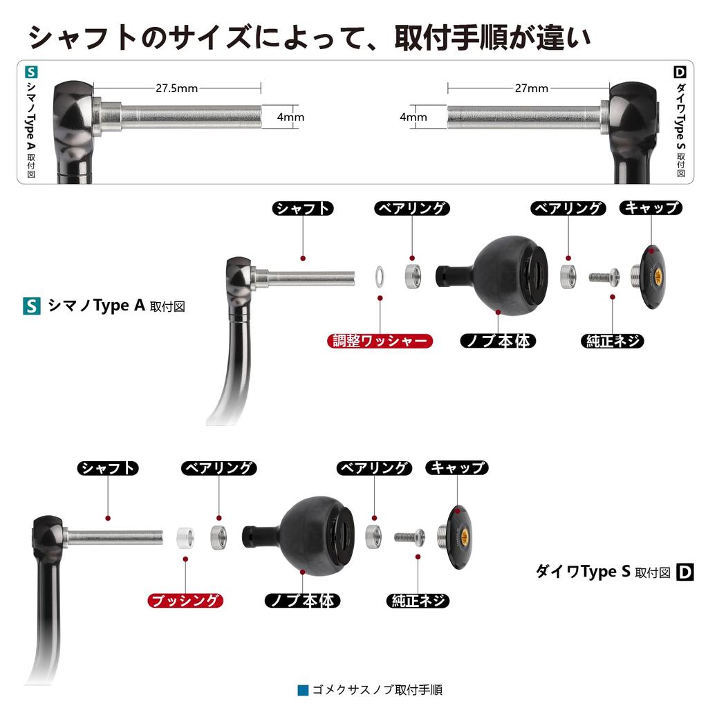 Ручка катушки Gomexus F38, круглая ручка из кованого карбона, 38 мм, сменная ручка Daiwa Type S Shimano Type A, катушка для спиннинга, совместимая с морскими