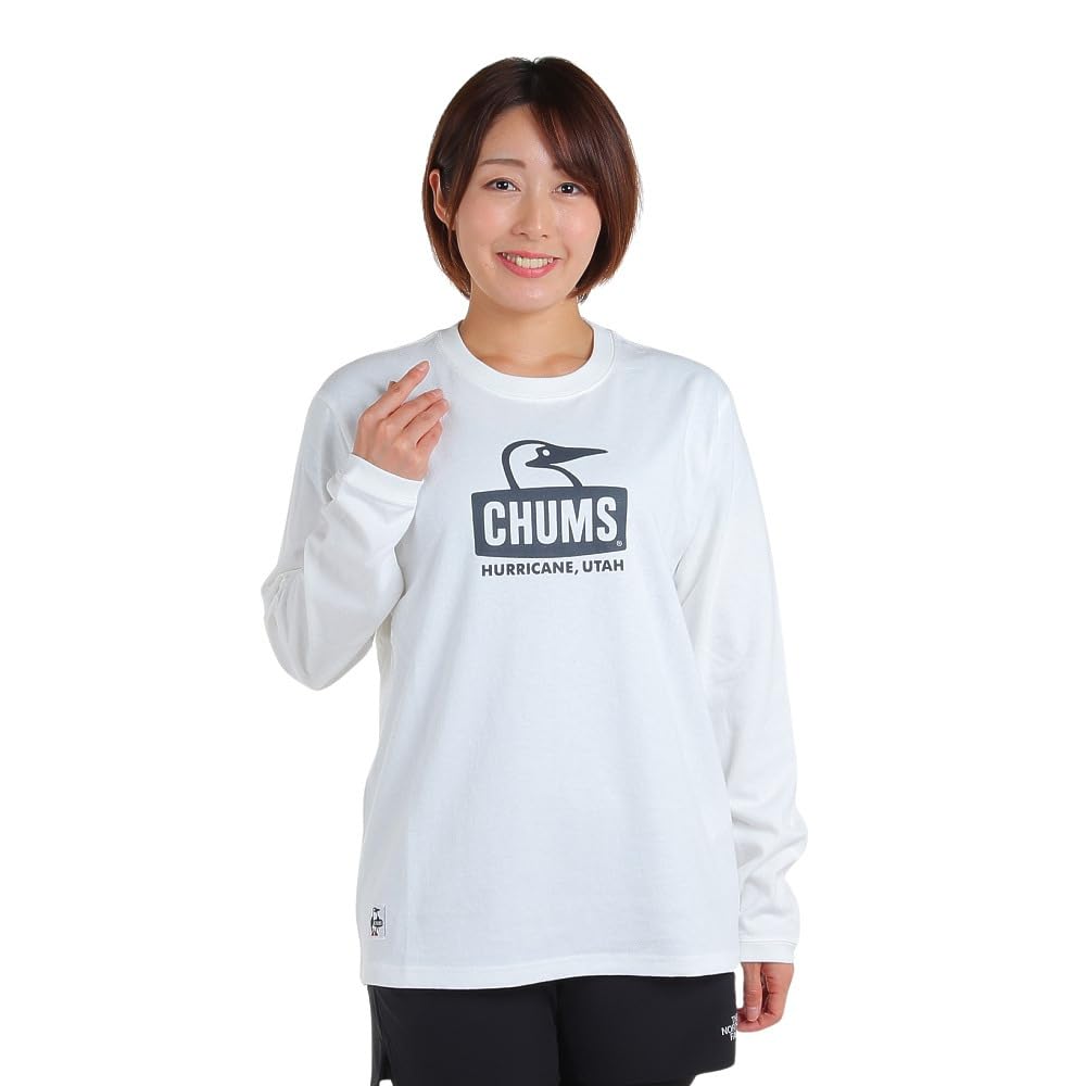 Футболка Booby Face Brushed White x Black [Chums] Футболка с длинными рукавами для мужчин