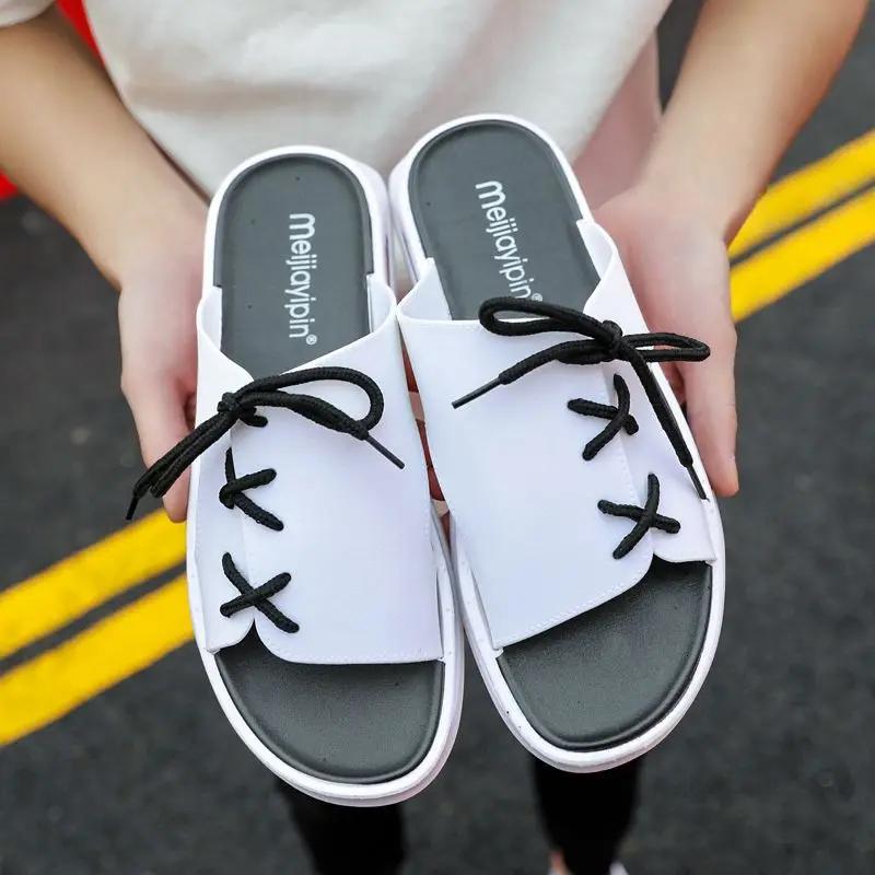 Fashion Platform Slides Men's Shoe Outdoor Male Slipper Clappers 2025 Summer Sale Original Elegant Comfortable Low Price Fun Trend Adult