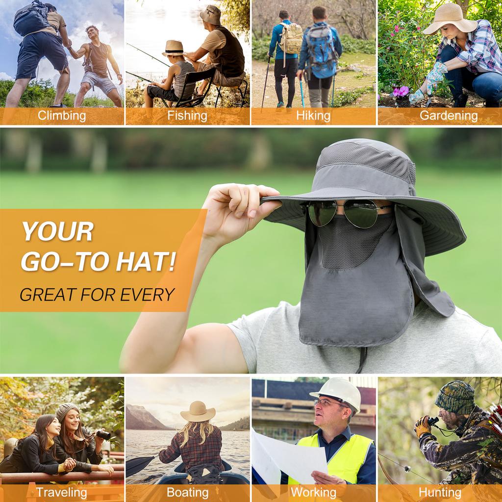 Рыболовная шляпа дышащая с широкими полями солнцезащитная портативная для улицы и пляжа со съемным клапаном для шеи