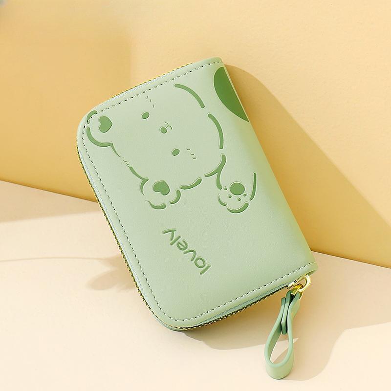 Новая мини-сумка для карточек с несколькими слотами и молнией для девочек, милый короткий кошелек с мультяшным медведем, держатель для карт для учащихся средних и старших классов, подарки на фестиваль богини